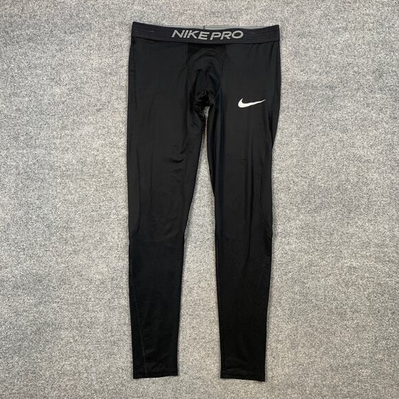 Nike Pro Leggings Mens 2XL Black Dri Fit Fitted Stretch Baselayer Workout Train - Picture 2 of 13